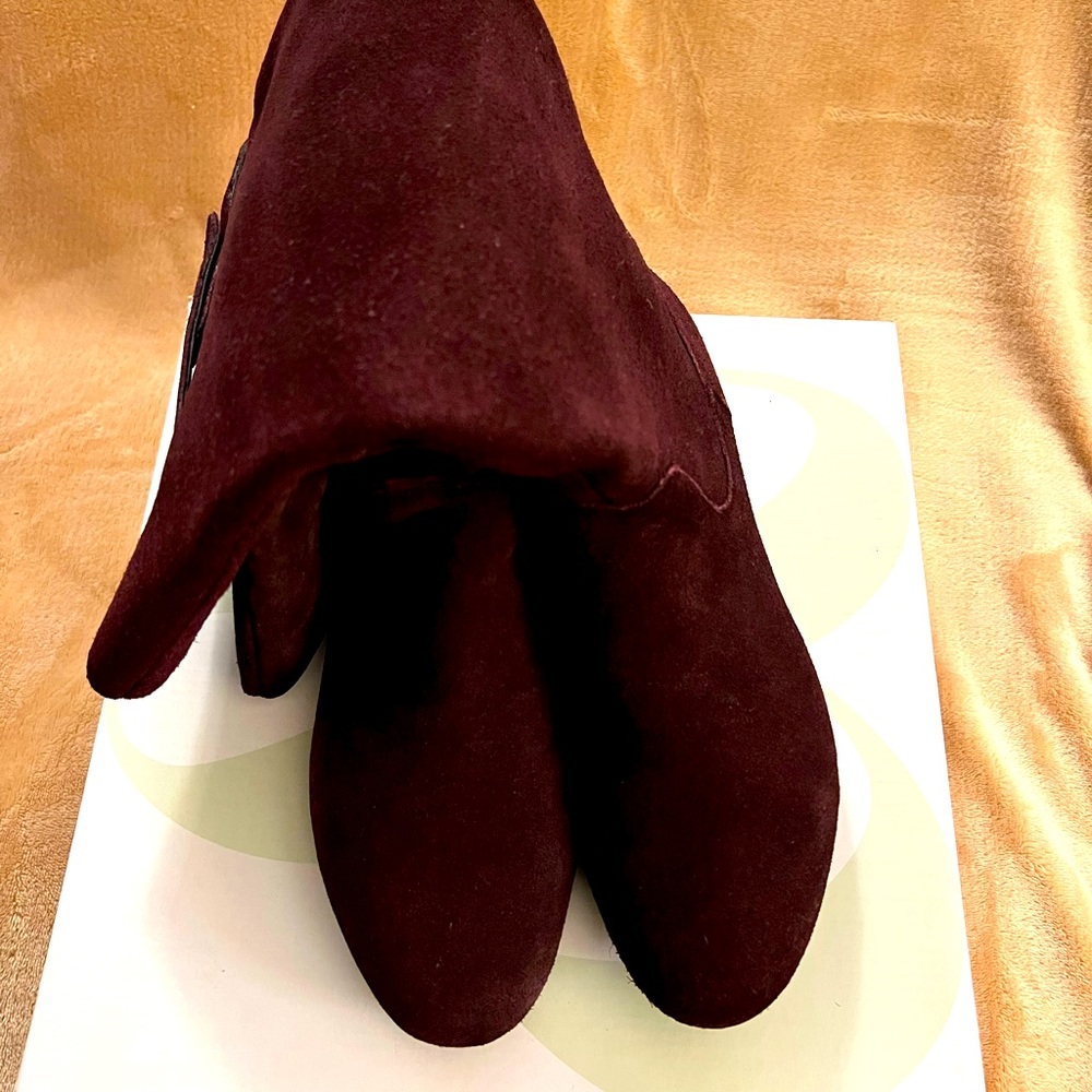 Burgundy suede boots!